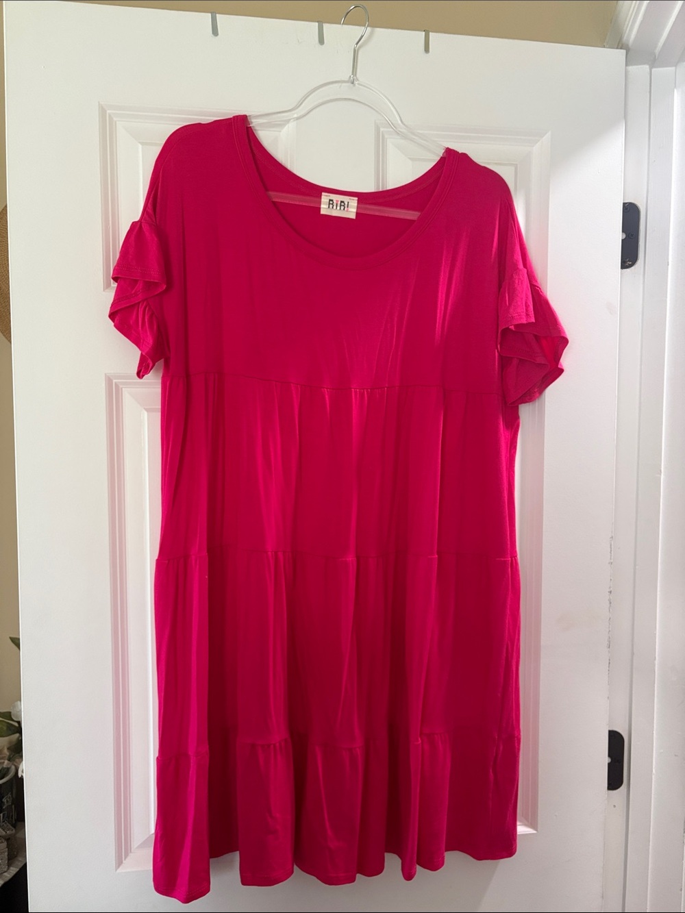 BiBi Hot Pink Tiered Mini Dress baby doll